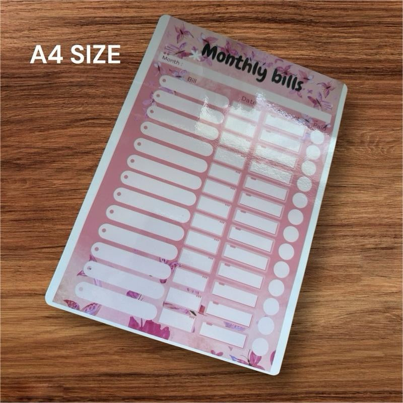 Reusable Monthly Bills Dashboard | A6 or A4